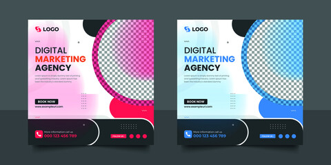 Creative business digital marketing post banner template, advertising design, modern social media square banner, Instagram Post layout design
