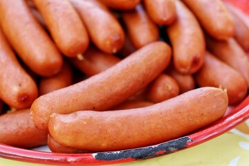 Close up of sausage pork breakfast background