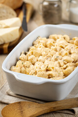 Macaroni and cheese in a casserole dish