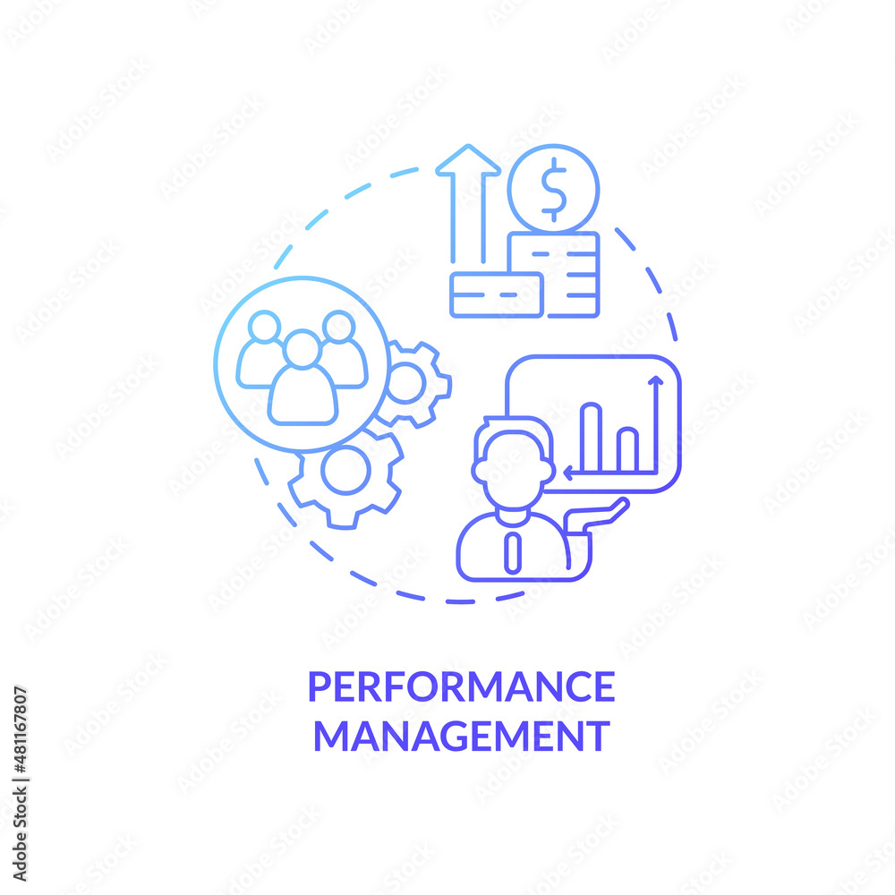 Poster performance management blue gradient concept icon. key productivity indicator. hr abstract idea thin