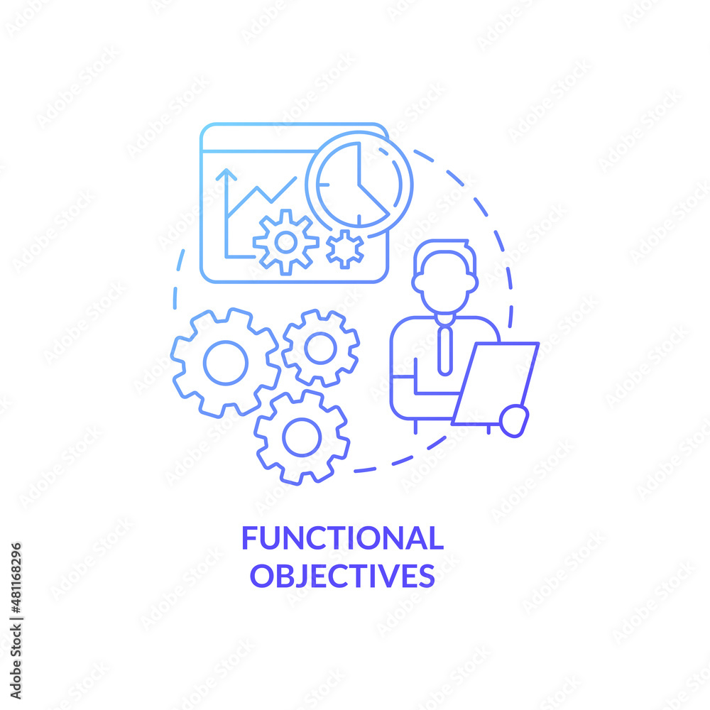 Aufkleber functional objectives blue gradient concept icon. human resources management abstract idea thin line