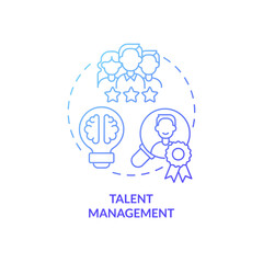 Talent management blue gradient concept icon. Attract and hire top experts. HR abstract idea thin line illustration. Isolated outline drawing. Roboto-Medium, Myriad Pro-Bold fonts used