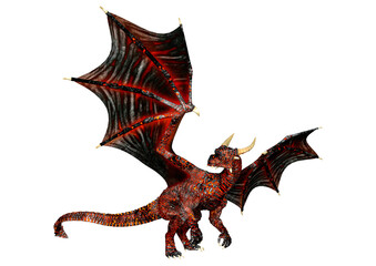 3D Rendering Fairy Tale Dragon on White