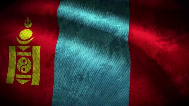 Mongolia grunge flag - loop animation