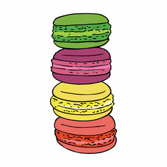 Macaroon. Sweet food. For celebration decoration design. Cooking background.