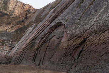 stone texture, flysch. In Zumaia beach