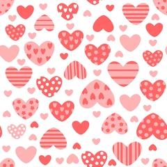 Foto op Aluminium Vector festive pattern with hearts for Valentine's Day. Seamless background for web design, fabric, textiles, gift paper, wrappers, packaging, etc. © lovaisme