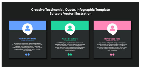 Creative Testimonial Banner, Quote , Infographic Template Editable Vector Illustration 
