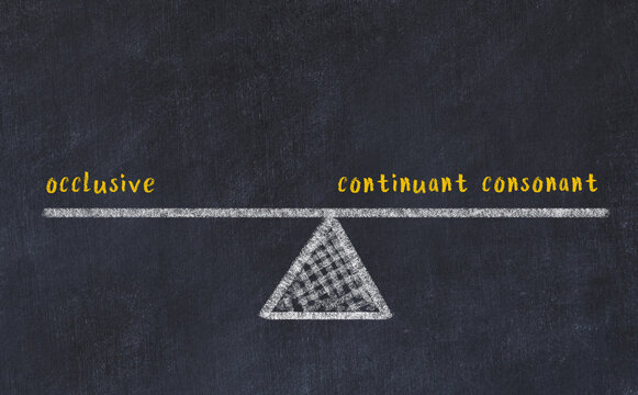 Balance between occlusive and continuant consonant. Chalkboard drawing.