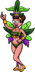 Cartoon Female Brazilian Carnival Dancer 