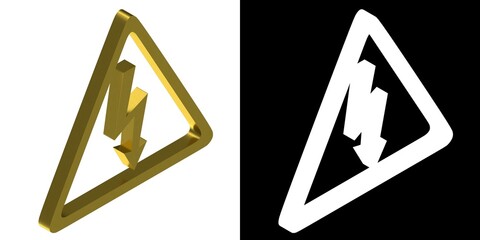 3D rendering illustration of a high voltage electric shock symbol