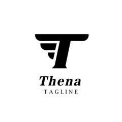 Point Letter T Logo. T Lettering Design Vector with wings