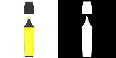 3D rendering illustration of a highlighter stationery