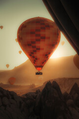 hot air balloon at sunset. Cappadocia (Kapodokya) Turkey
