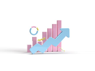  3d render. Movement chart. infographics. Income growth and successful business. Performance indicators