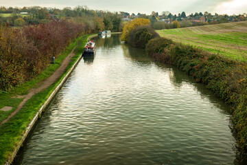 Obraz premium canal river day view near blisworth england uk