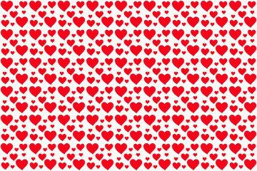 Background of many red hearts, isolated on white