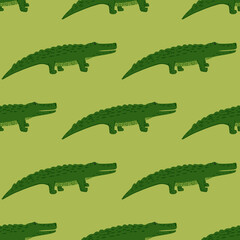 Cute crocodiles seamless pattern.Funny animals background.