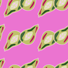 Pears of seamless pattern. Hand drawn background fruit.