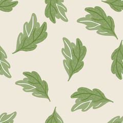 Leaves of oak seamless pattern. Hand drawn natural background .