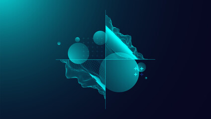 Trendy abstract wireframe background. Modern science or technology art elements. Surface illustration. Vector.