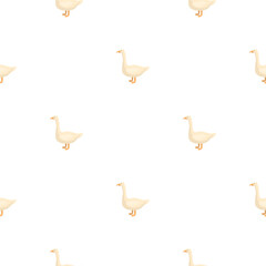 Seamless pattern of goose. Domestic animals on colorful background. Vector illustration for textile.