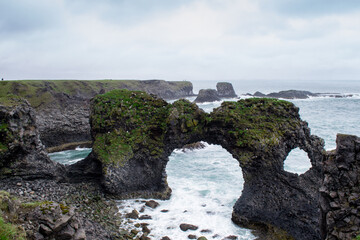 Natural stone bridge in Sn&aelig;fellsj&ouml;kull National Park at Snaefellsnes Peninsula, Iceland
