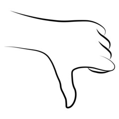 Women hand dislike simple outline minimalistic linear gesture style. Vector Illustration of female hands for create logos, prints and other designs on white background