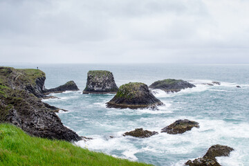 View of the fjords coastline at Snaefellsnes Peninsula, Iceland. Cloudy day during summer