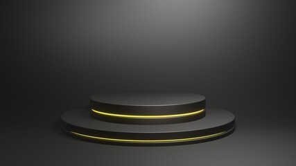 3d sale podium, black stage to show your produce in studio and display in showroom, Special offer composition concept