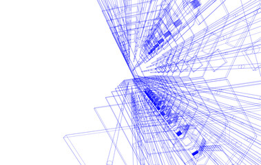 Concept design of modern building 3d digital architecture vector 3d illustration