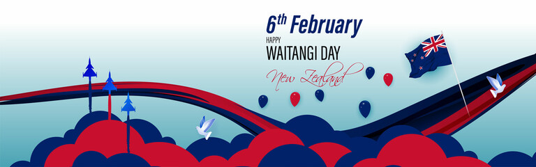 Obraz premium happy Waitangi day new Zealand vector illustration.