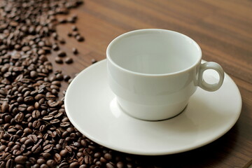 cup of hot coffee made from coffee beans stock photo