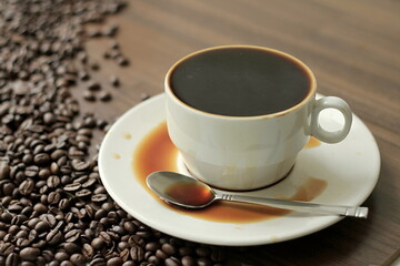 cup of hot coffee made from coffee beans stock photo