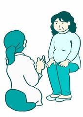 精神科診察　無表情な統合失調症の女性　シンプル