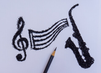 colored pencil musical notes drawing