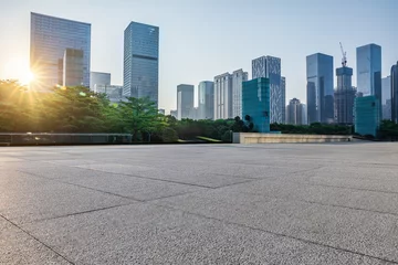 Foto op Canvas Empty square floor and city skyline with modern commercial office buildings in Shenzhen, China. © ABCDstock