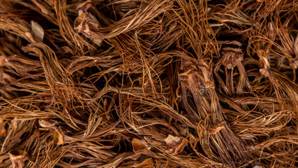 Dry red cotton tree flowers background and texture, Top view flat lay red cotton tree flowers dried, Bombax ceiba flower herb.