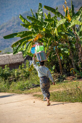 Asian woman at Myanmar countryside