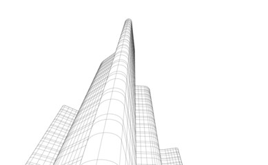 Modern architecture digital vector 3d illustration