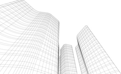 Fototapeta premium Modern architecture digital vector 3d illustration