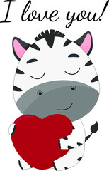 Fototapeta na wymiar A little koala holds a heart in his hands. Greeting card for valentine's day. Vector illustration for designs and print.