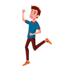 jumping teen boy jump male. sport student. vector illustration