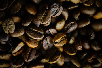 roasted coffee beans close up
