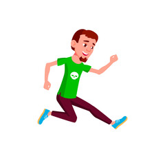 Fototapeta na wymiar jumping teen boy joy teenager. action child vector illustration