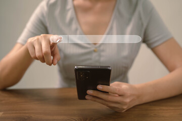 Businessman working with smartphone in office. Searching for information and customer list through social media.