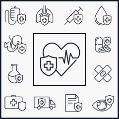 Set of health insurance icon. Medical pack symbol template for graphic and web design collection logo vector illustration