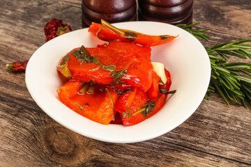 Tasty marinated red bell pepper