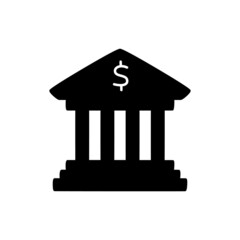 Bank Build Icon in black flat glyph, filled style isolated on white background