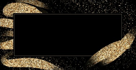 Strokes of gold glitter make up on black ground